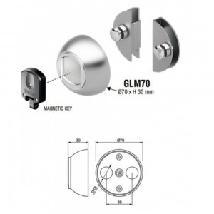 Κλειδαριά γυάλινης πόρτας DISEC GLM70 με μαγνητικό κλειδί.